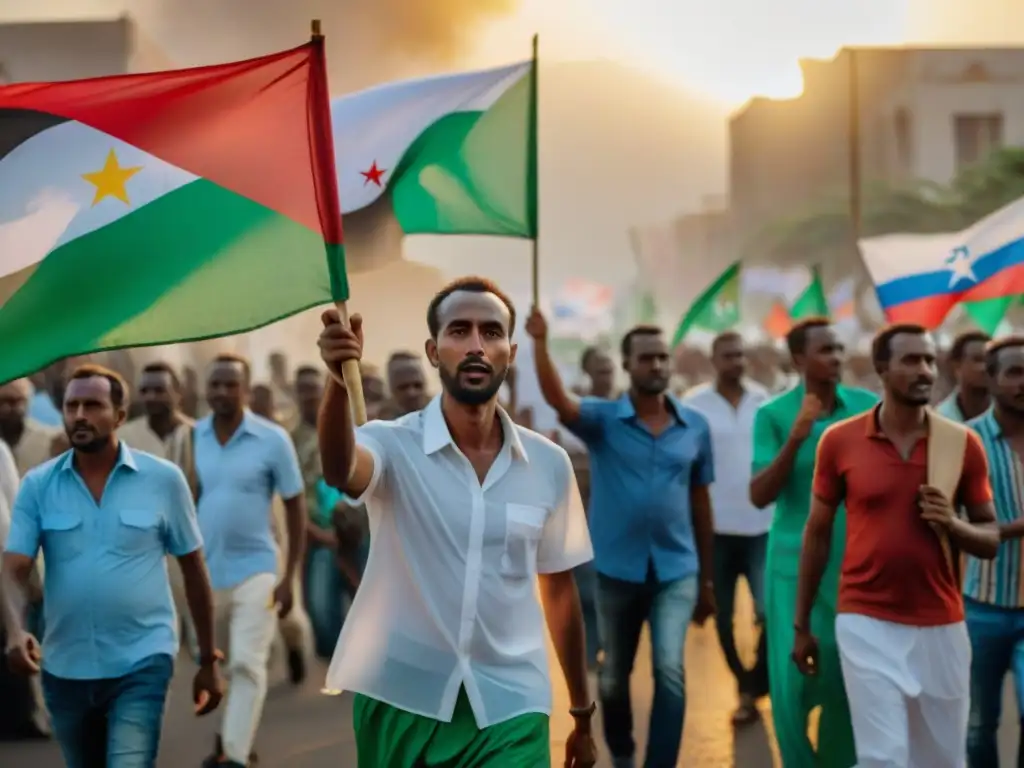 Manifestación de activistas en Djibouti: luchan por la independencia bajo el sol