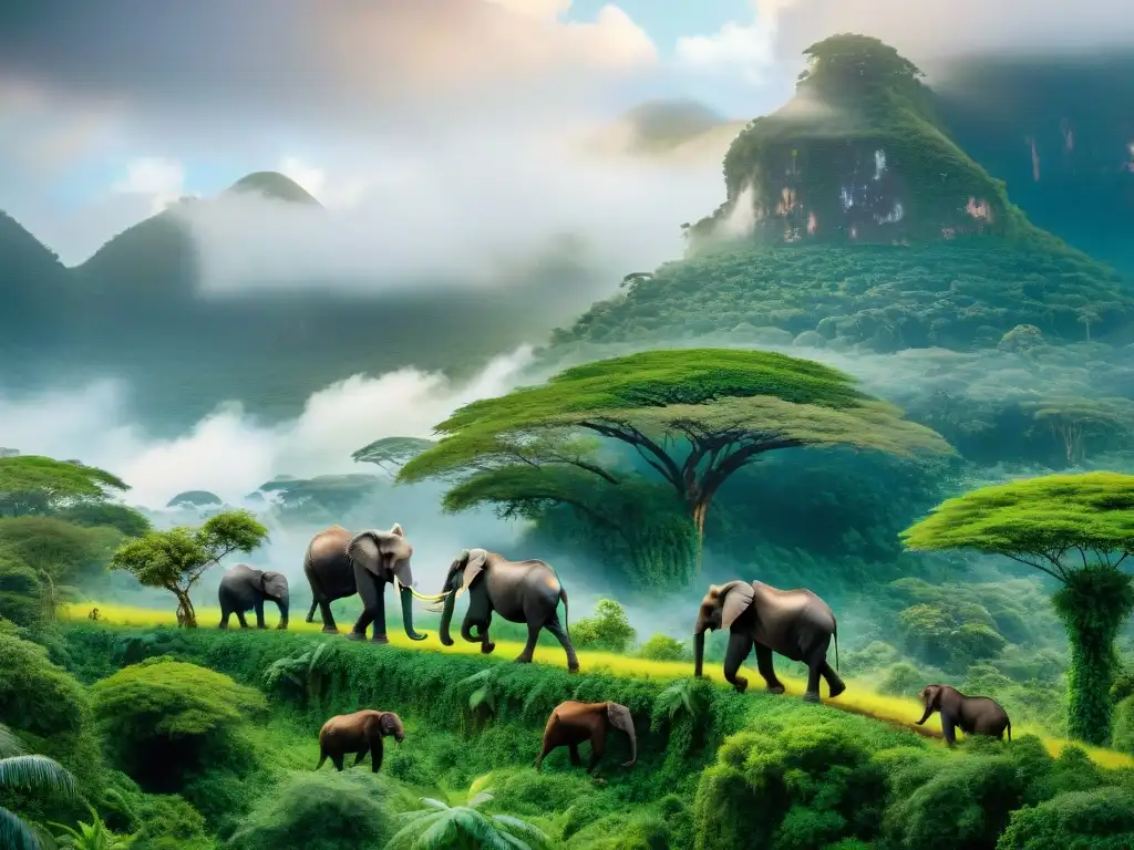 Explora la biodiversidad africana en una exuberante selva tropical, resaltando la importancia de la conservación y la biotecnología