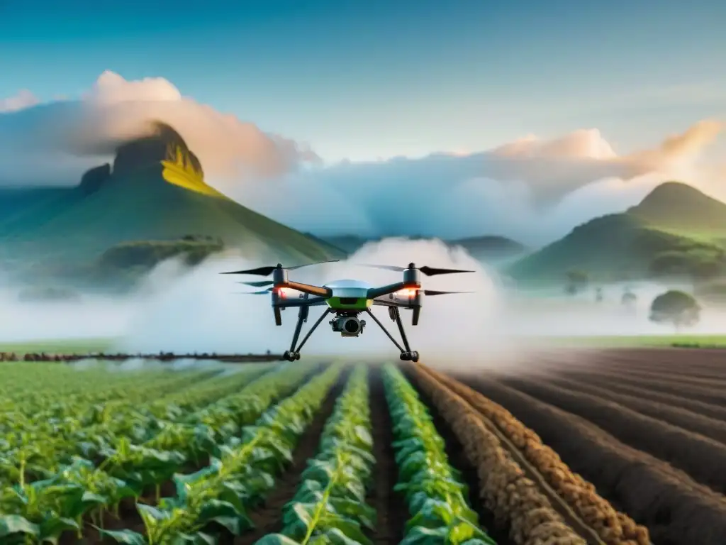 Agricultura tradicional en África: Agricultores mezclan tradición y tecnología en un campo verde vibrante