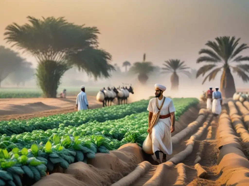 Algodón egipcio de calidad: agricultores expertos cosechan meticulosamente algodón en un campo soleado