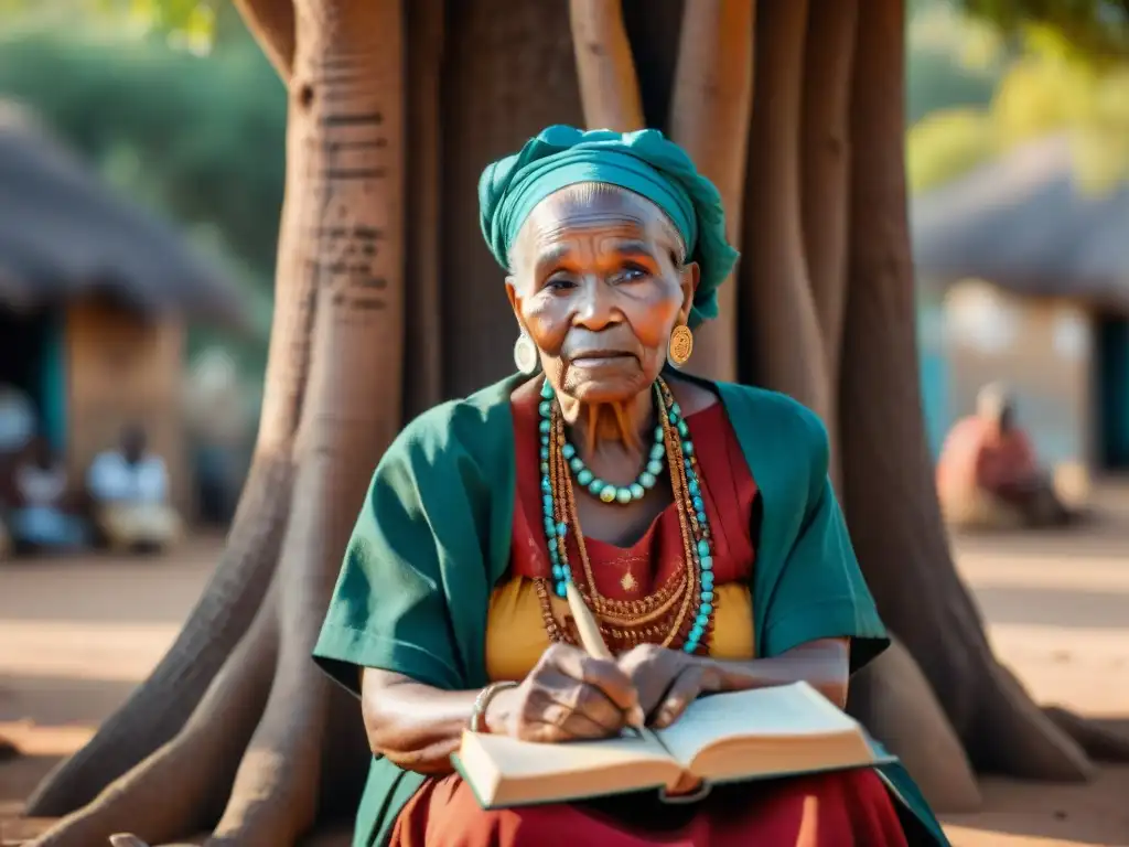 Anciana africana traduce lenguas antiguas africanas modernidad bajo baobab milenario