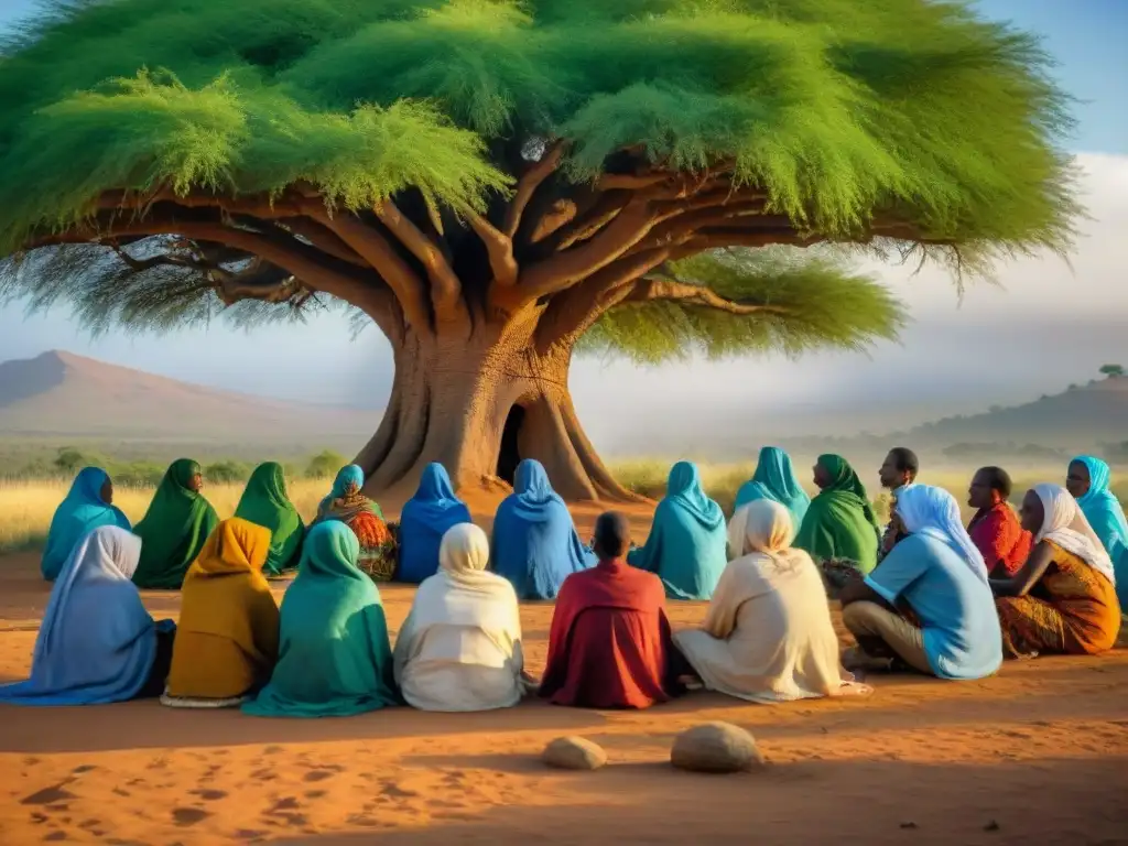 Un anciano narrador etíope comparte tradición oral bajo un árbol, en el corazón del Cuerno de África