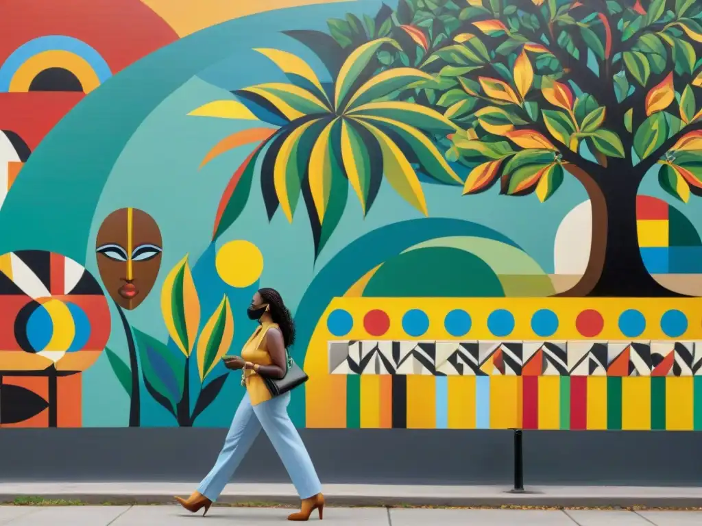 Un animado encuentro de artistas contemporáneos, colaborando en un mural de arte africano moderno