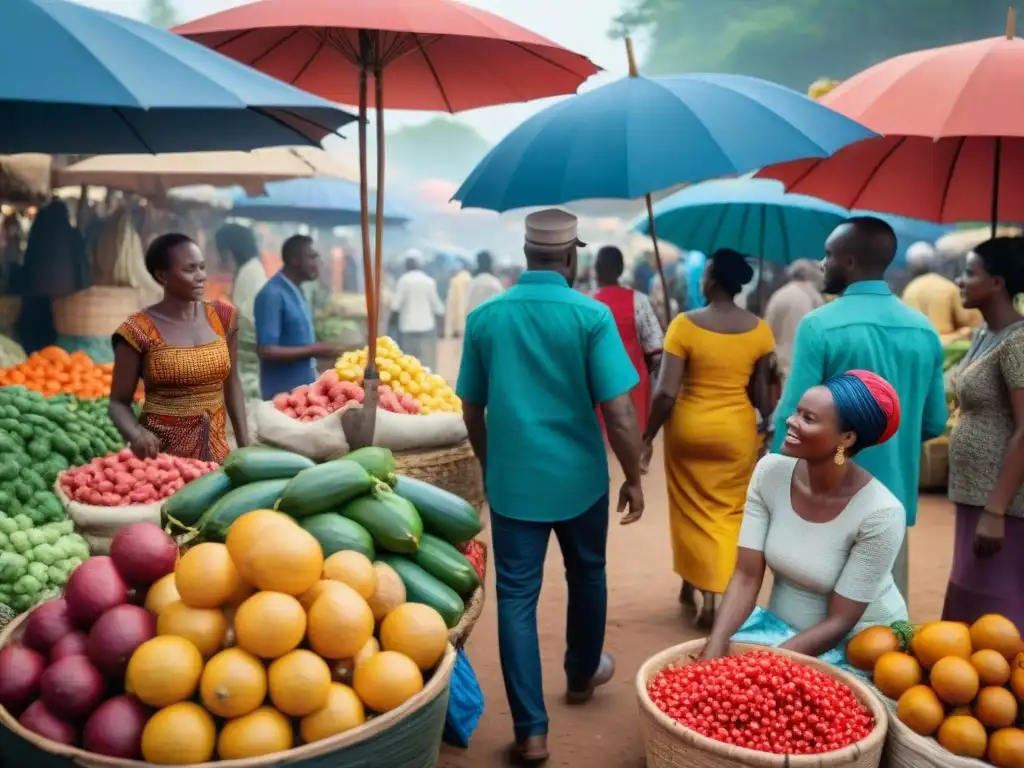 Animado mercado africano muestra la importancia de la familia extendida en vibrantes intercambios culturales y económicos