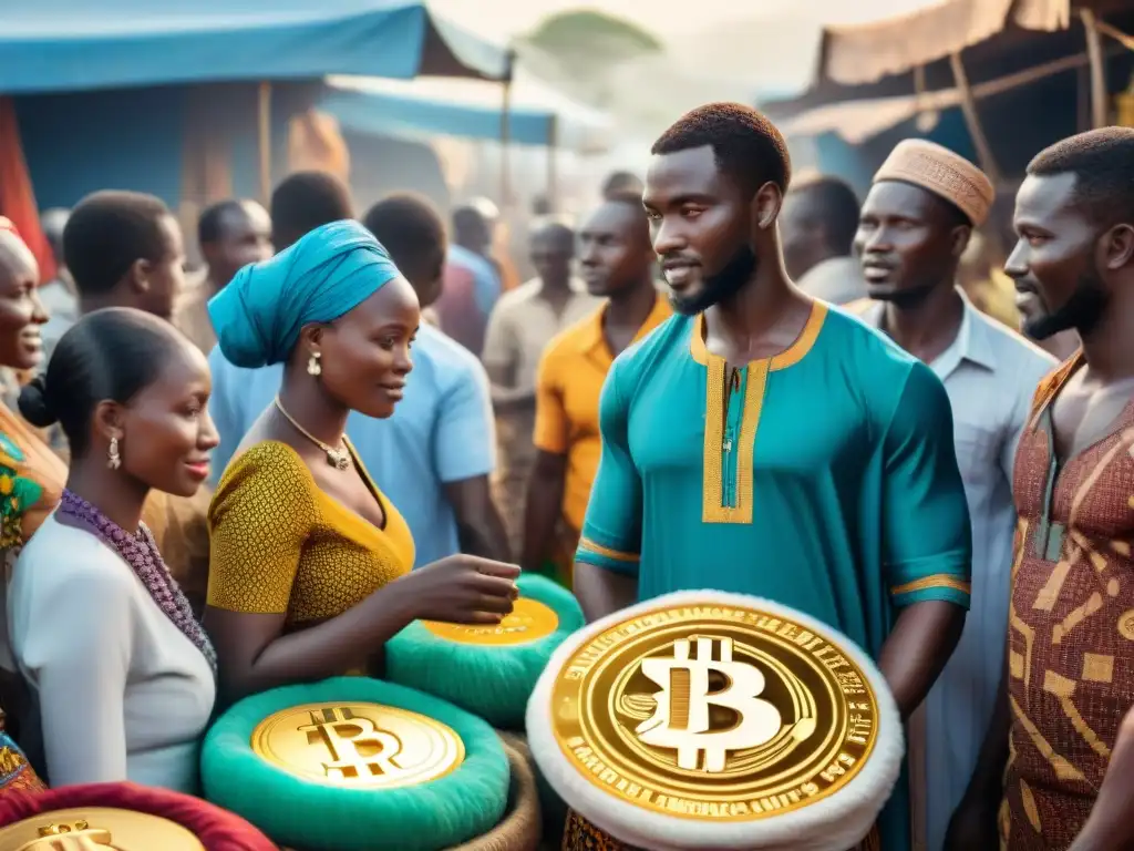 Animado mercado africano: colores vibrantes, artesanías detalladas y criptomonedas luchando contra la pobreza en África