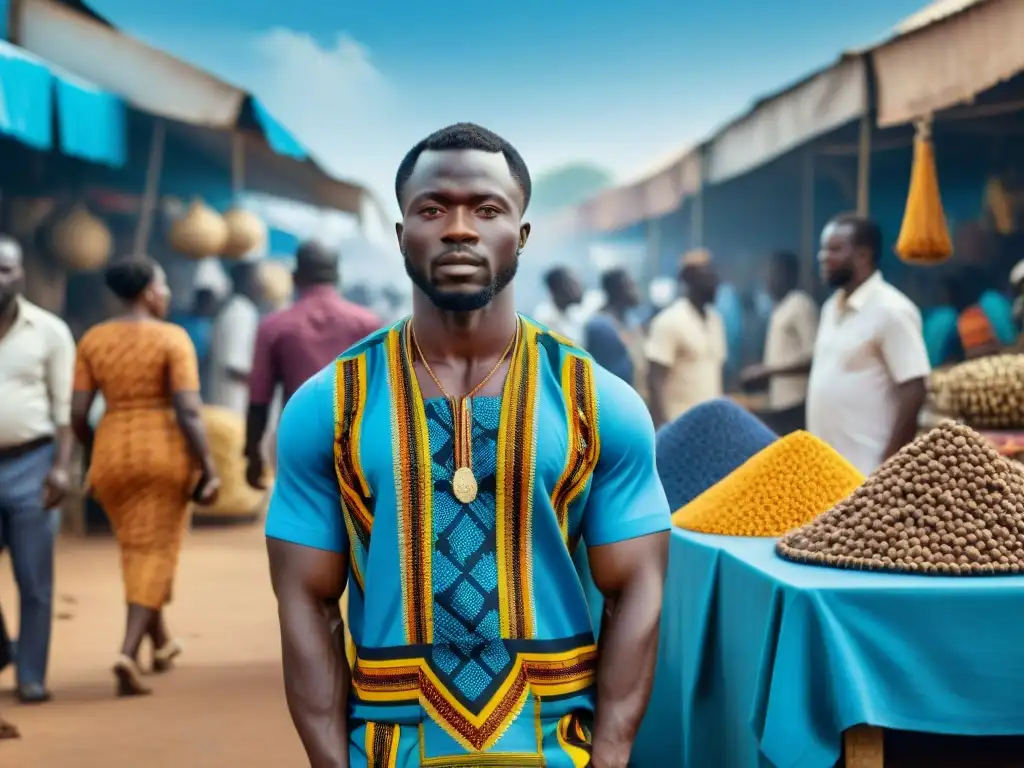 Animado mercado en Accra, Ghana, con textiles coloridos y vendedores locales