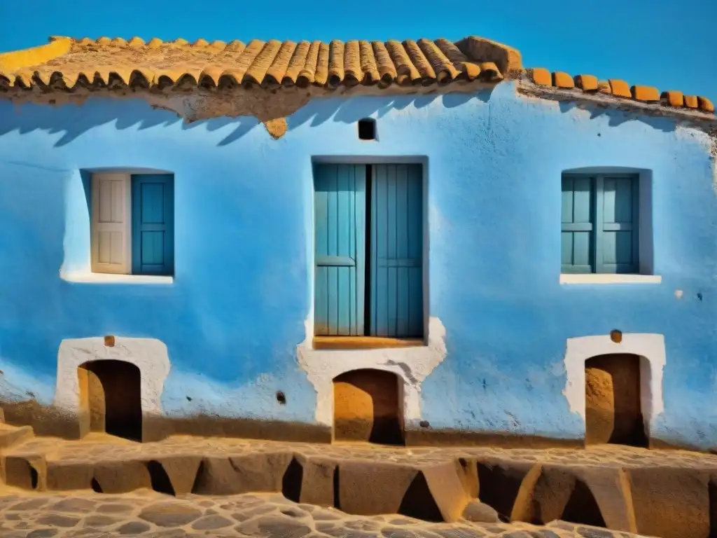 Las antiguas paredes de la Maison des Esclaves en la Isla Gorée, testigos de la Historia de la Isla Gorée, bajo un cielo azul