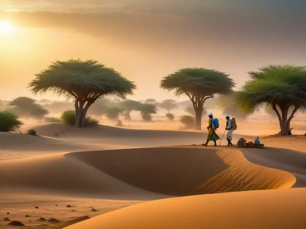Excavación arqueológica en el Sahel: precisión bajo el sol Arqueólogos descubriendo artefactos antiguos en el Sahel bajo el sol abrasador