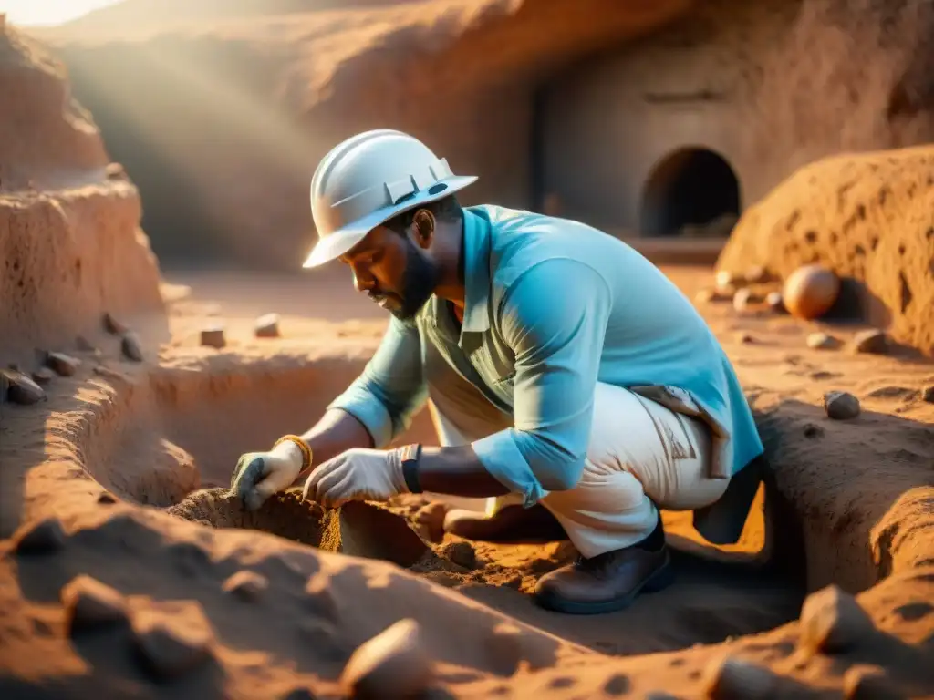 Arqueólogos excavando cámara oculta en sitio africano