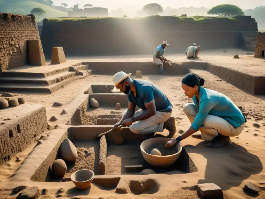 Arqueólogos excavando ruinas antiguas en Aksum, África, revelando la civilización perdida