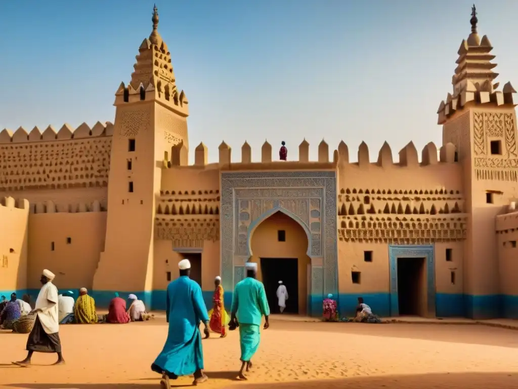 Arquitectura de barro de la Gran Mezquita de Djenné en Mali, legado histórico del Imperio de Mali