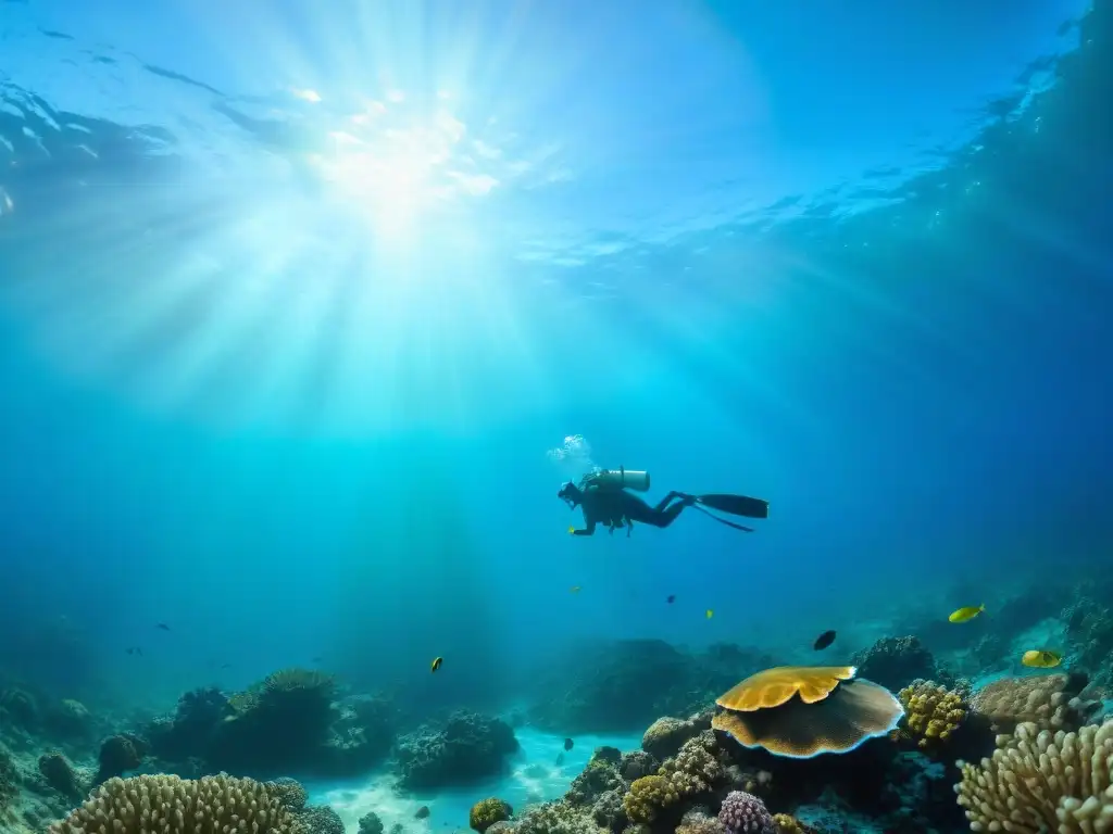 Un arrecife de coral vibrante y diverso en el Parque Nacional Banco Arguin Biodiversidad, con peces coloridos y aguas cristalinas