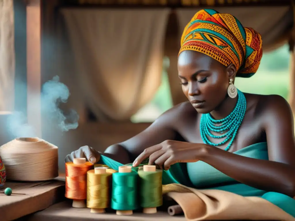 Artesanía africana: maestros creando prendas tradicionales con técnicas ancestrales y telas vibrantes