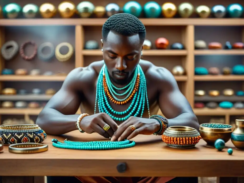 Artesano africano crea joyería africana moderna con lujo y tradición