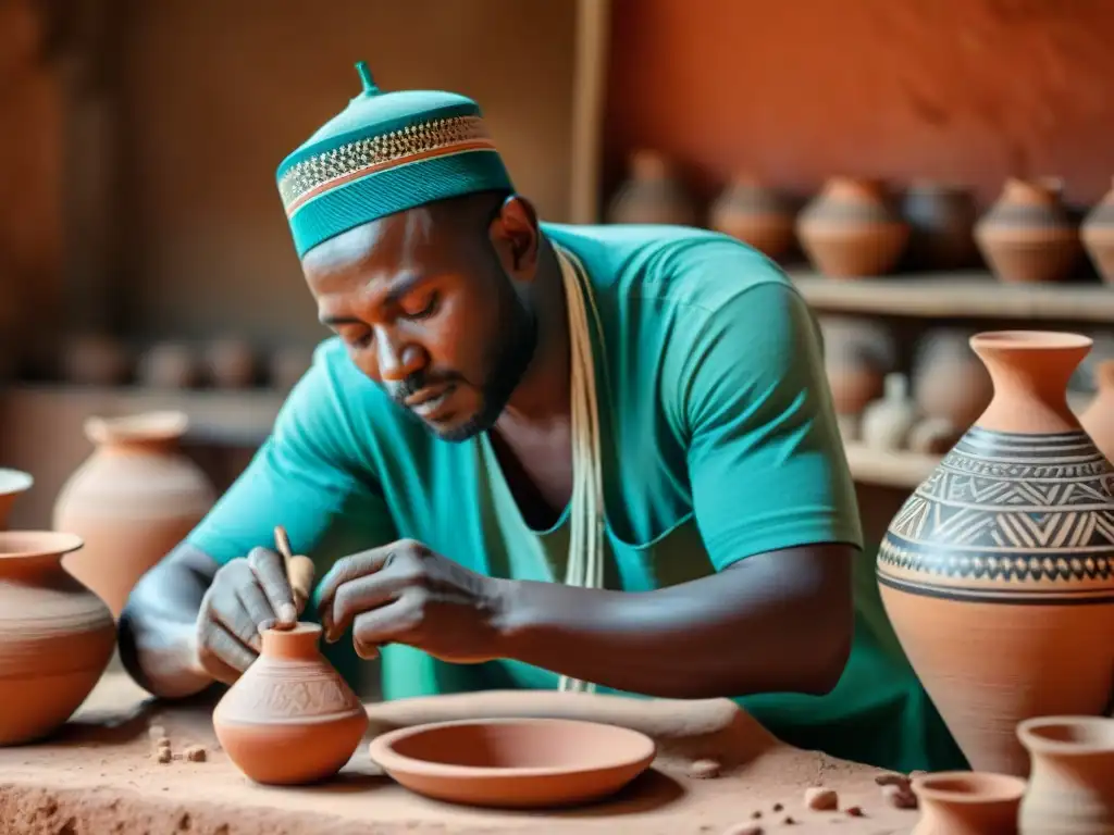 Un artesano del Sahel crea cerámica tradicional con técnicas y materiales únicos