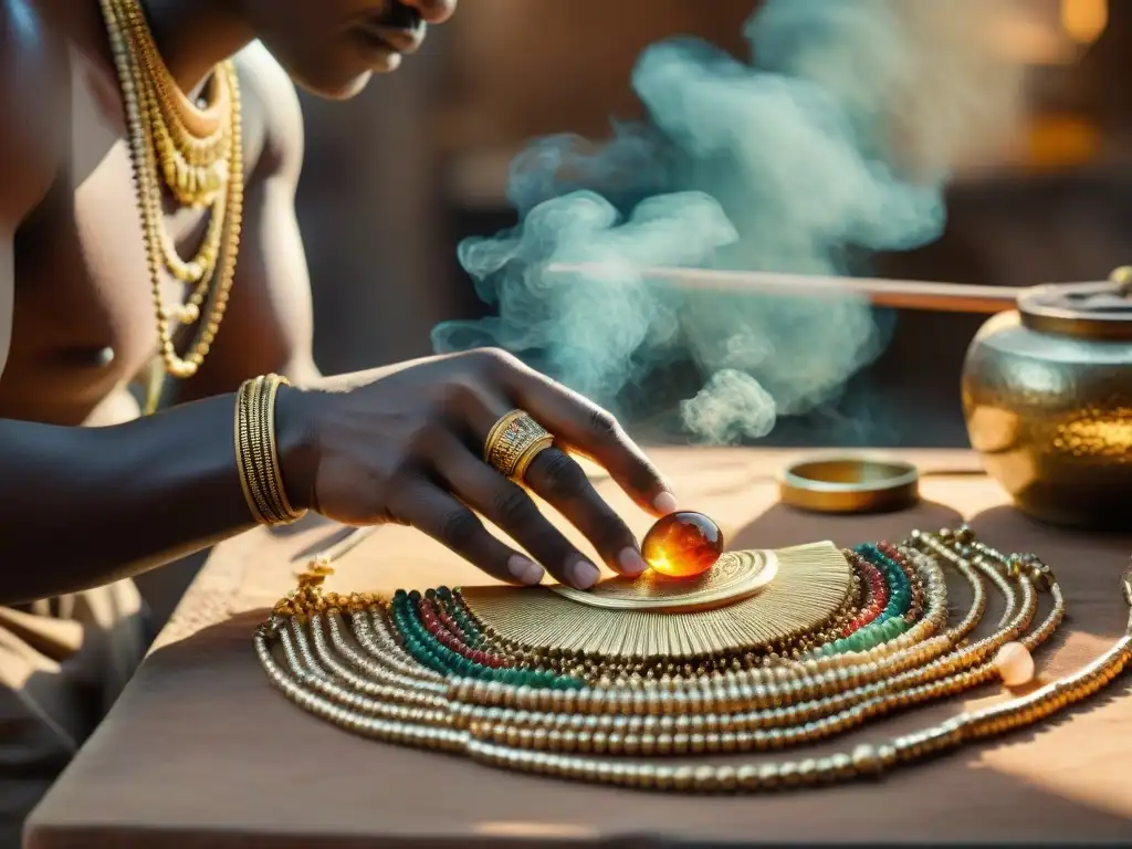 Un artesano experto crea joyería inspirada en civilizaciones africanas con técnicas tradicionales