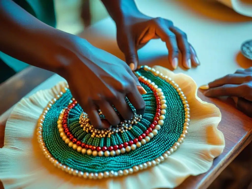 Un artesano crea joyas africanas tradicionales con destreza y atención a los detalles