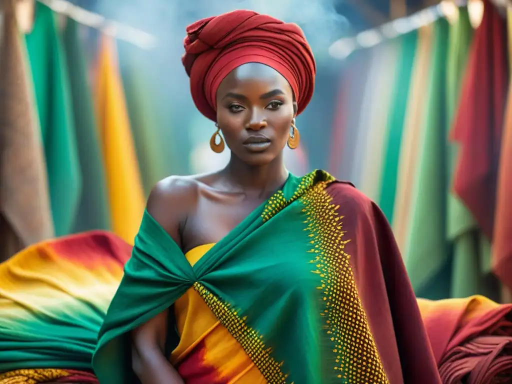 Artesano tiñendo textil africano: colores vibrantes y tradición Artesano tiñendo tela africana con simbolismo paletas color moda africana