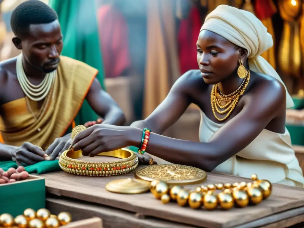 Artesanos africanos crean joyas en mercado de Imperios precoloniales África Central