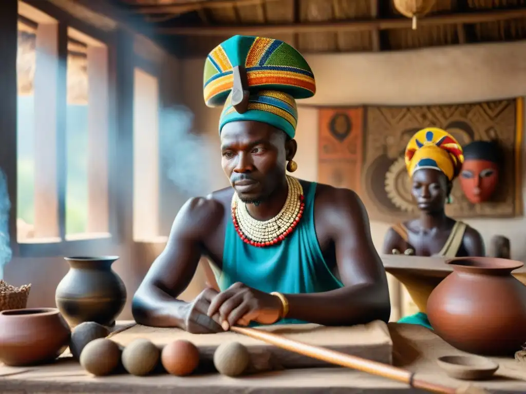 Artesanos africanos crean máscaras y esculturas tradicionales con técnicas ancestrales y herramientas modernas