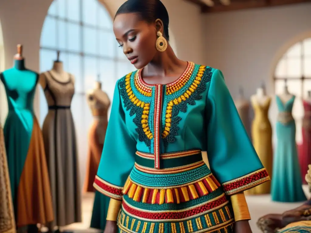 Artesanos africanos creando moda con influencia de figuras africanas