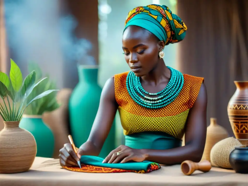 Artesanos africanos crean textiles vibrantes con técnicas sostenibles