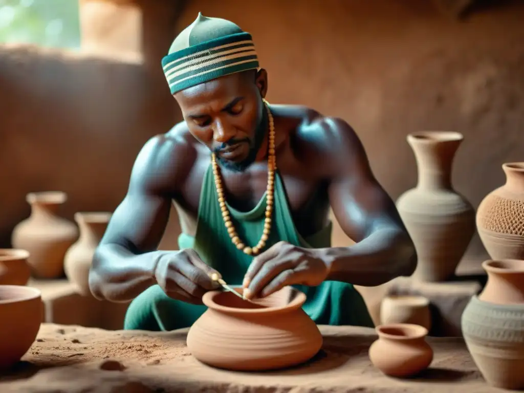 Artesanos creando cerámica en antiguos reinos africanos