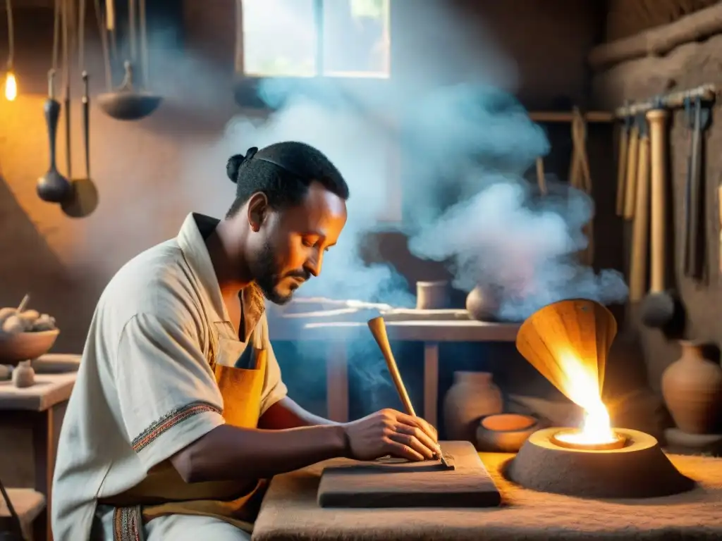 Artesanos etíopes crean herramientas con innovación en taller tradicional, reflejando la rica historia del Imperio etíope