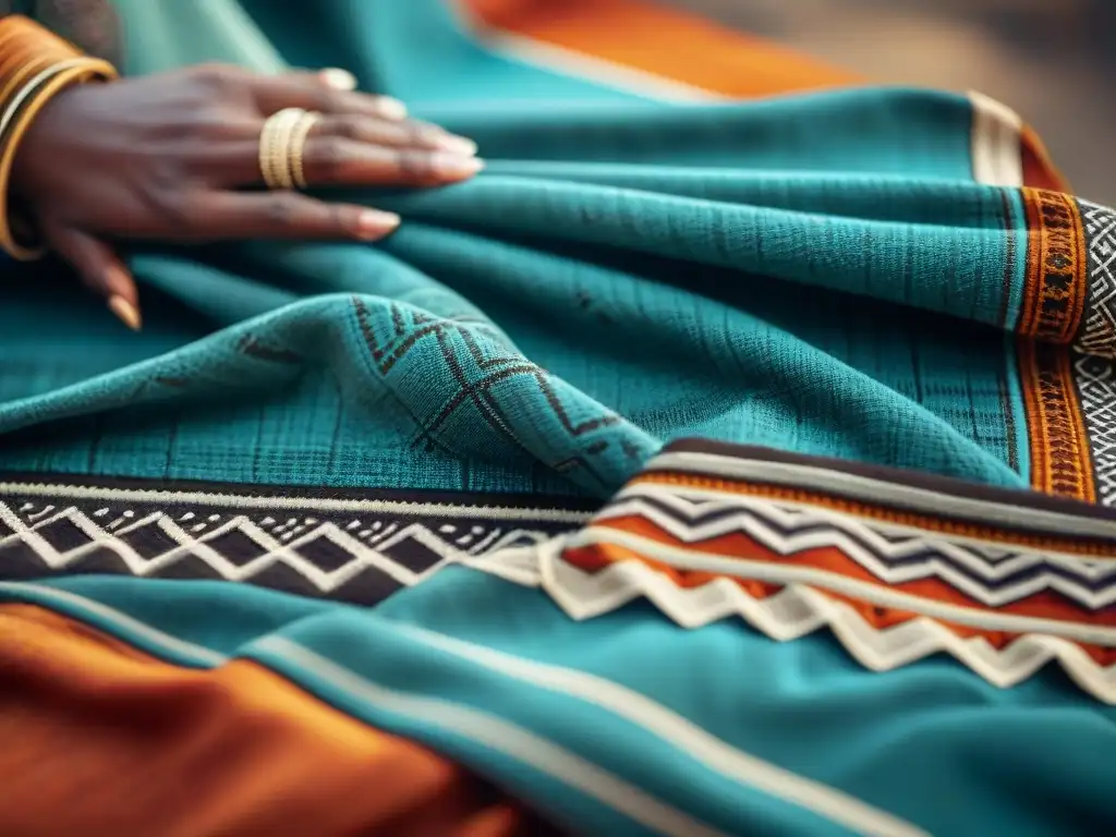 Artesanos creando meticulosamente tela africana con vibrantes patrones de belleza africanos influencia