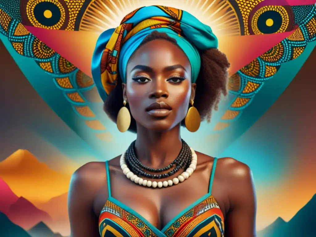 Una artista africana poderosa crea arte vibrante rodeada de símbolos africanos