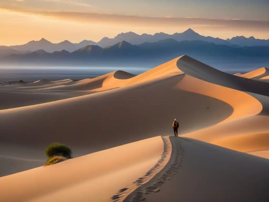 Un atardecer vibrante en Los Médanos de Coro: paisaje contrastante entre médanos dorados y el cielo rosa del Sahel