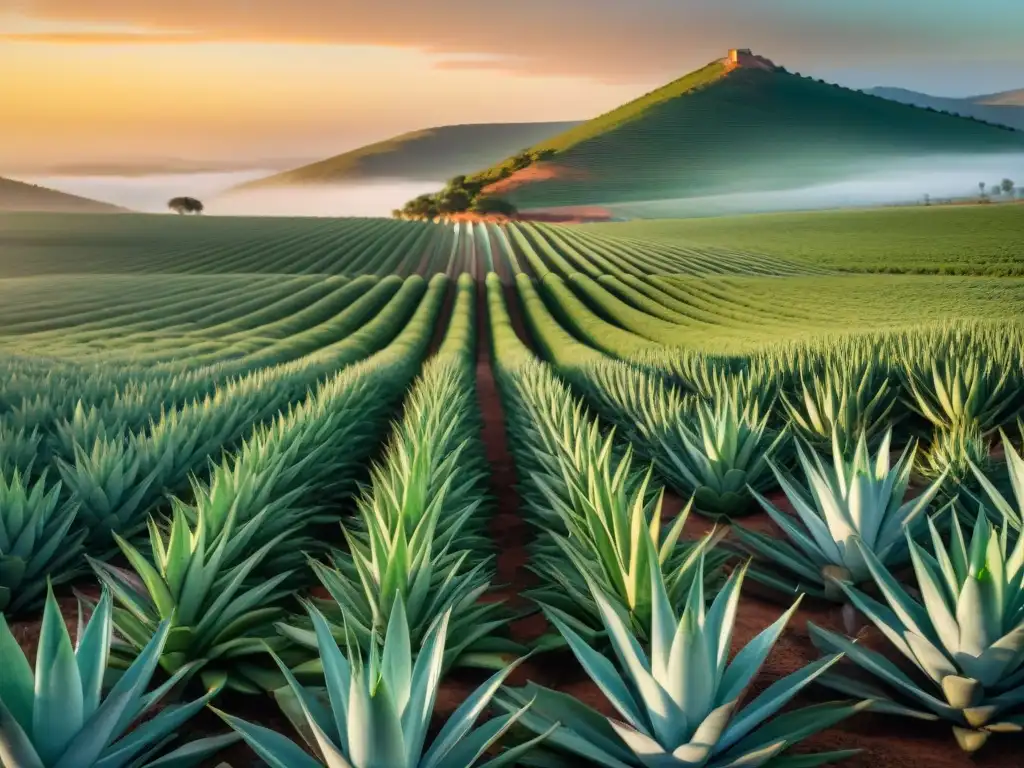 Plantación de aloe vera al atardecer en África