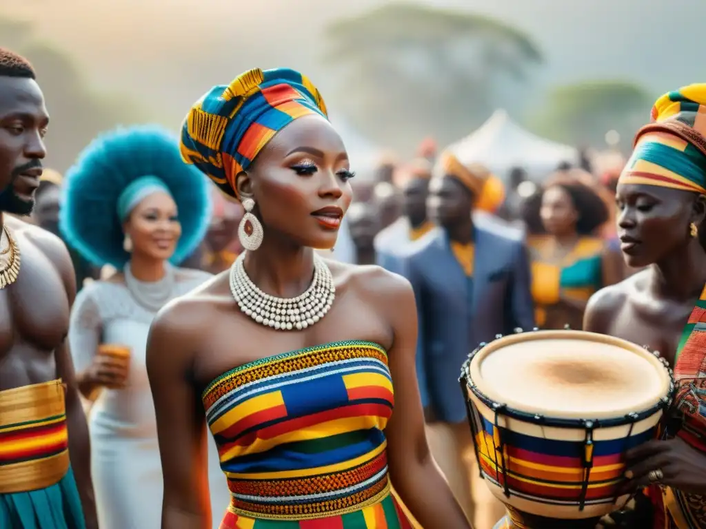 Una boda tradicional africana llena de color y alegría bajo el sol dorado de África