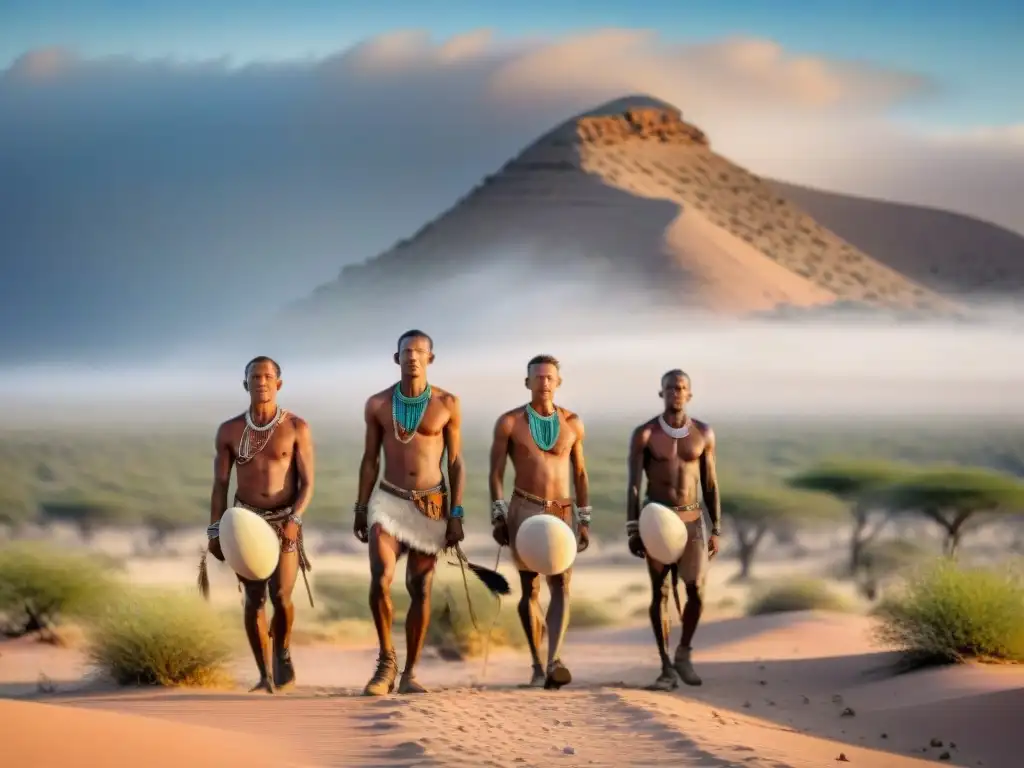 Los bosquimanos del desierto de Kalahari cazando y recolectando, en armonía con la naturaleza