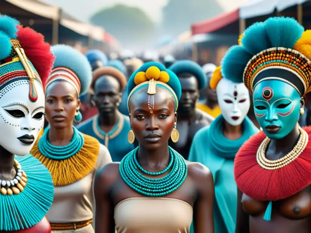 Una bulliciosa feria de arte en África, llena de colores vibrantes y obras diversas, muestra la importancia del arte africano global