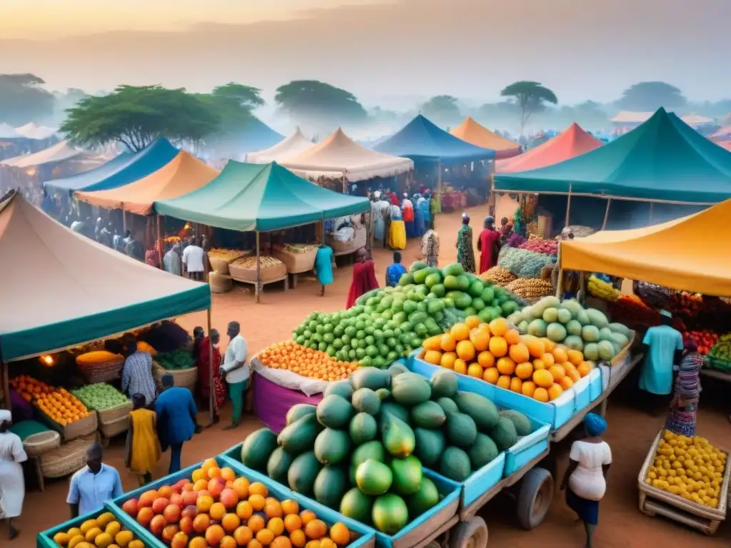 Un bullicioso mercado africano muestra la riqueza de la diáspora y las raíces en un vibrante Renacimiento africano