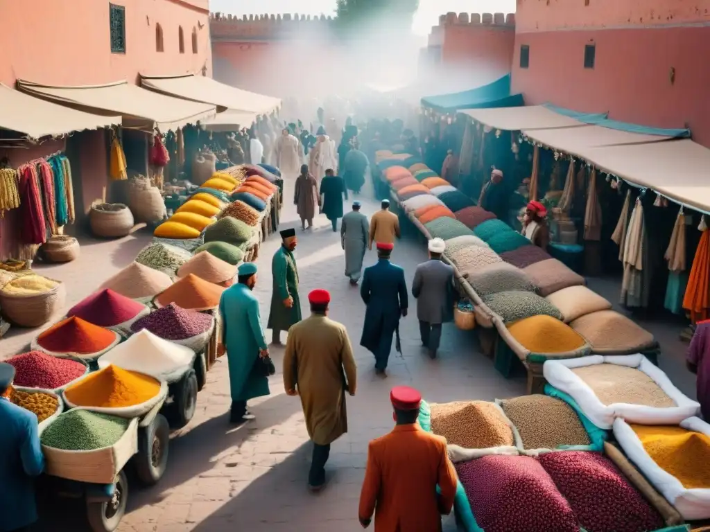 Un bullicioso zoco en Marrakech, Marruecos, muestra la influencia global de civilizaciones africanas