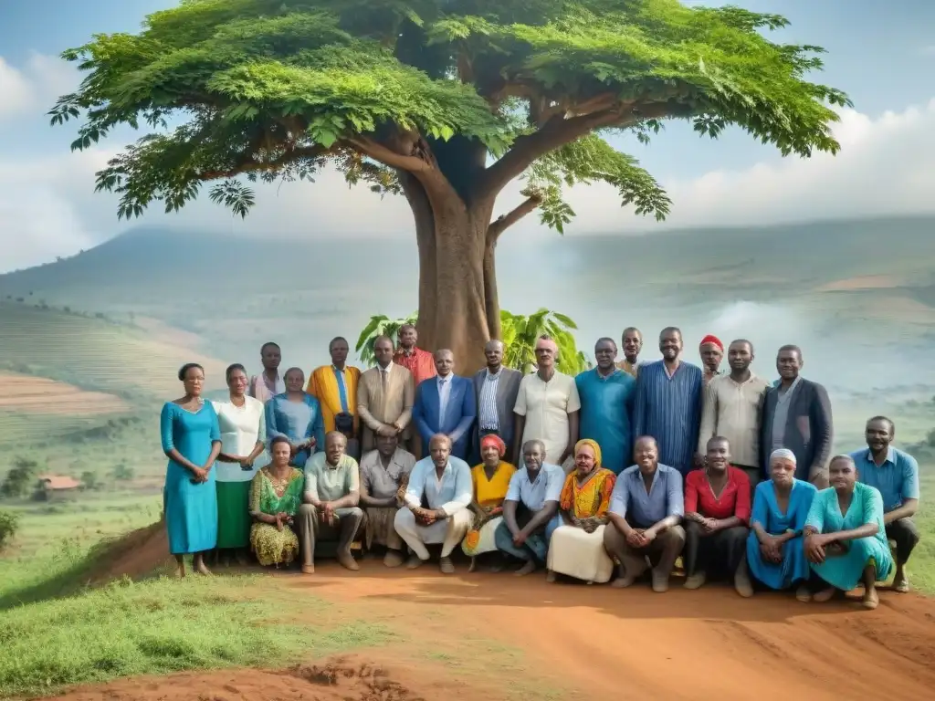 Villorios de Burundi se reúnen bajo árbol, planeando independencia