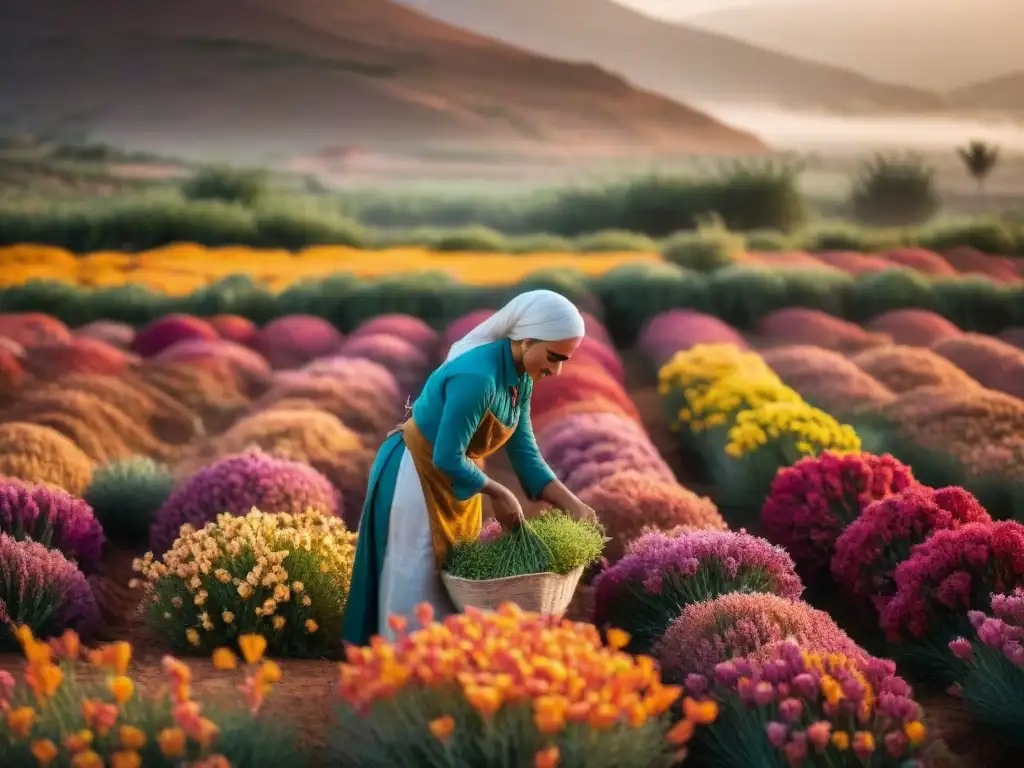 Campo de azafrán en Taliouine, Marruecos, muestra la importancia del azafrán en la economía global