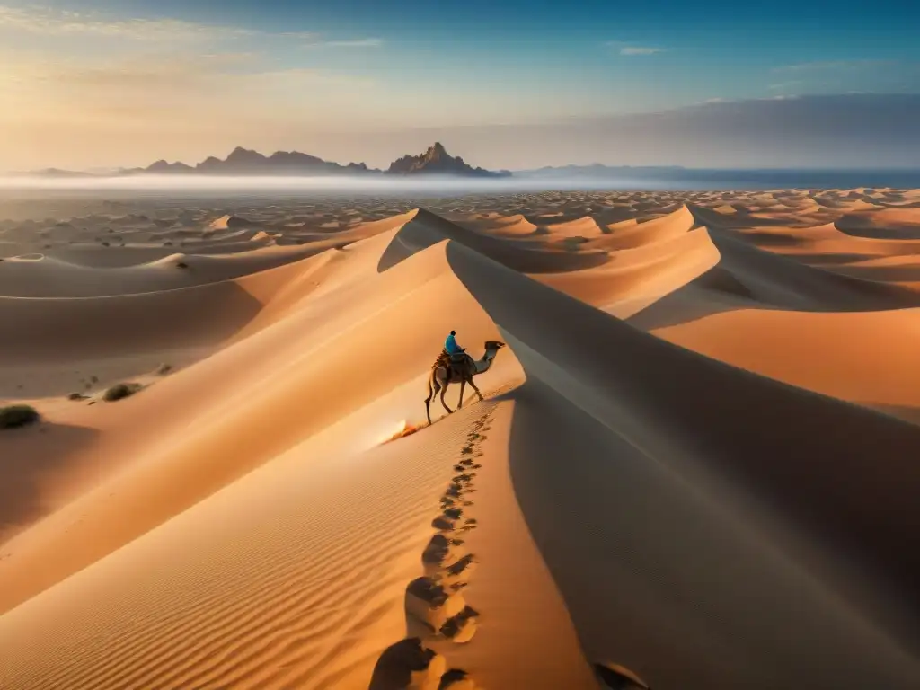 Caravana de camellos en el desierto del comercio Transahariano evolución historia contexto