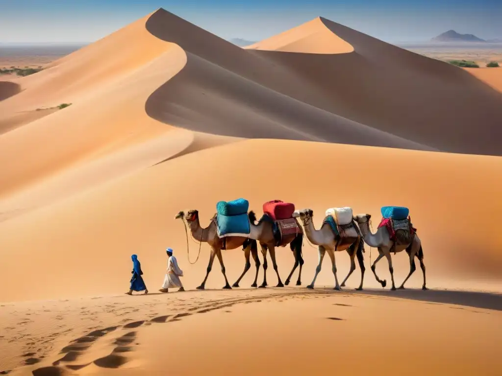 Caravana del Comercio Transahariano: crónicas viajeros cruzando el desierto dorado con camellos cargados