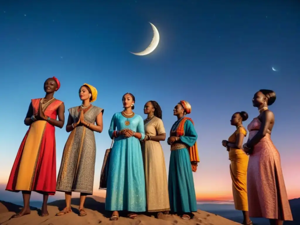 Celebración de rituales de luna nueva en África con influencias culturales diversas