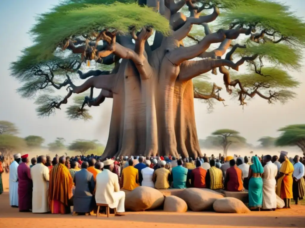 Una ceremonia religiosa bajo un baobab con diversidad religiosa en África