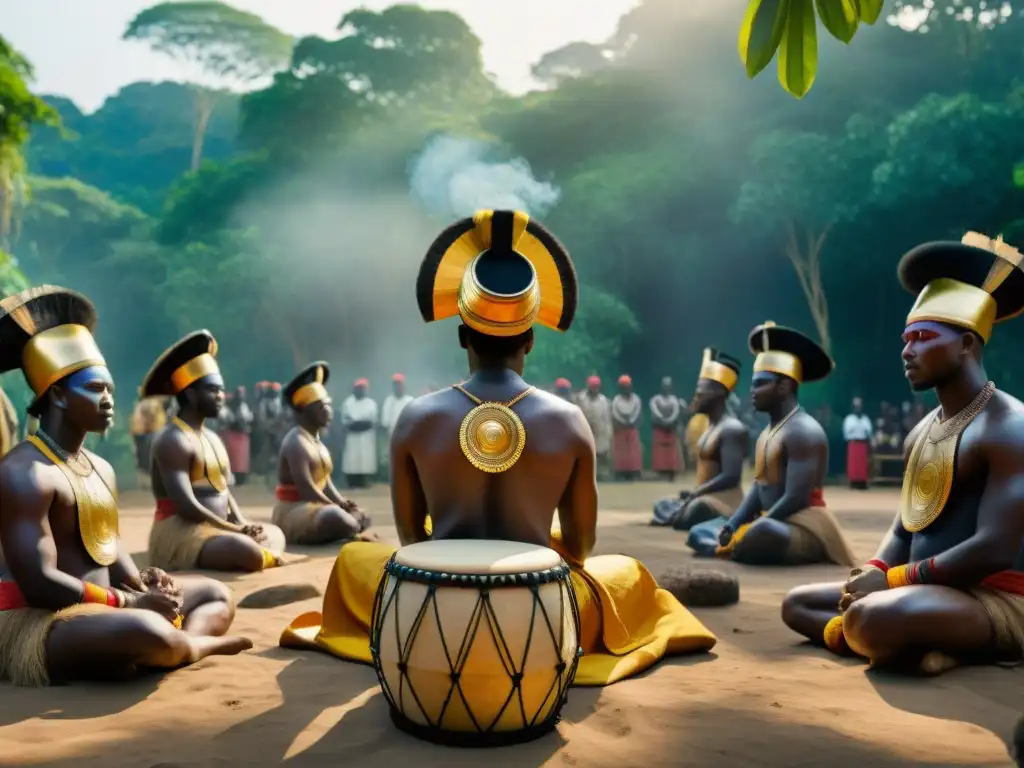 Una ceremonia tradicional Kongo en la selva africana con influencia cultural Kongo África