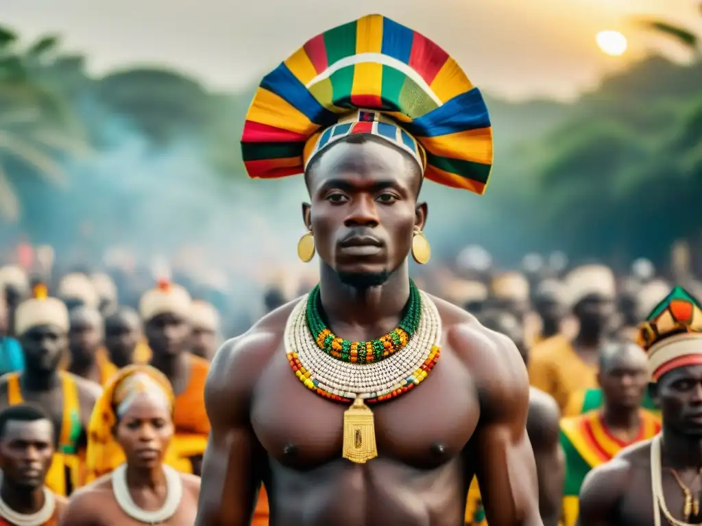 Una ceremonia tribal Ashanti en Ghana con danzas y vestimenta tradicional