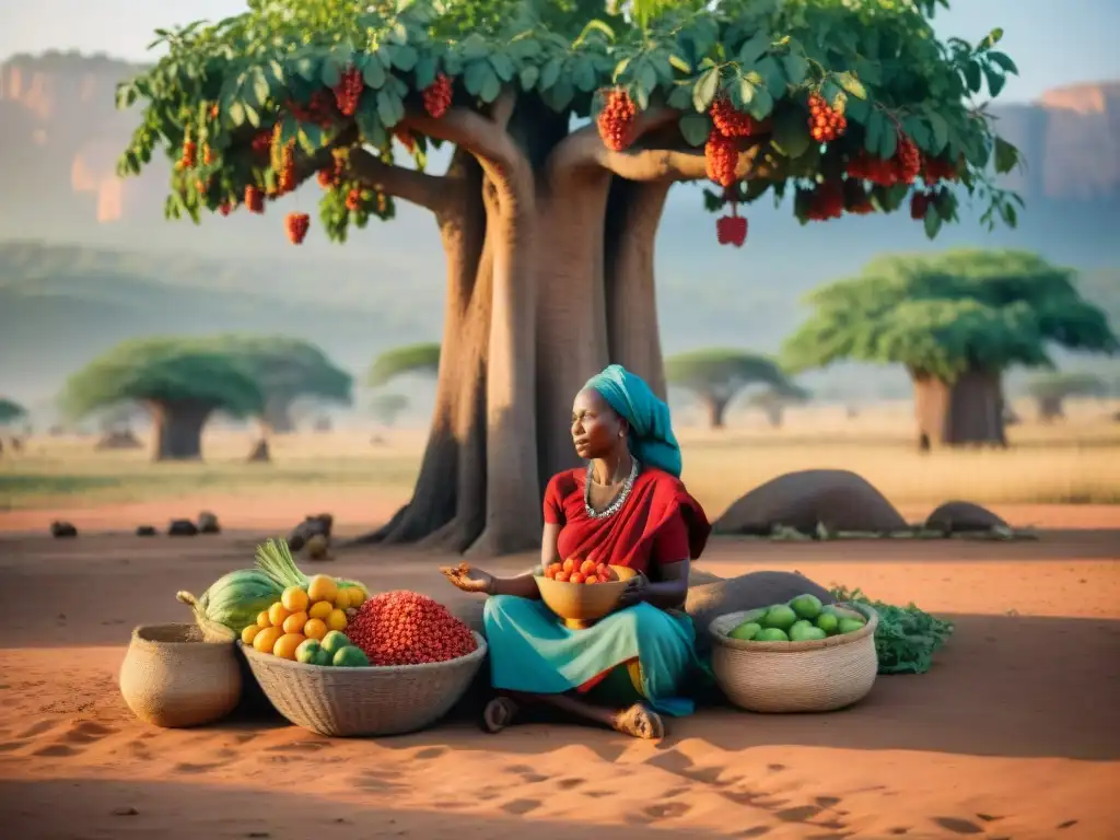 Un círculo de mujeres africanas bajo un baobab, compartiendo sabiduría y prácticas ancestrales maternidad África