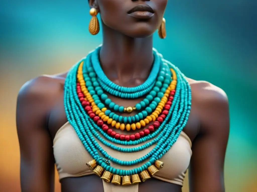 Collar africano con significado cultural joyería africana, detalle y color en cada cuenta artesanal