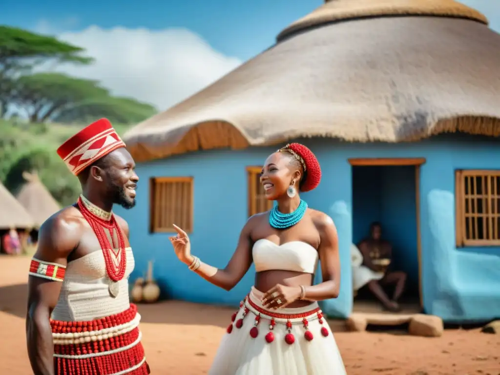 Una colorida ceremonia de boda zulú en Sudáfrica, con trajes tradicionales y danzas alegres