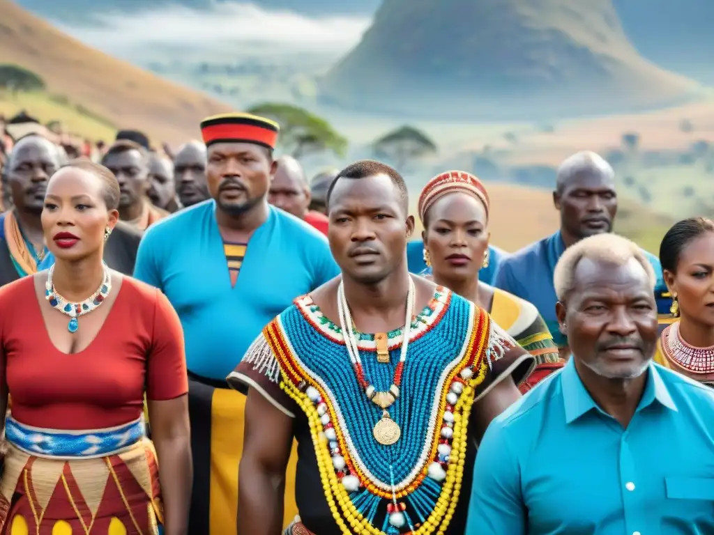 Colorida ceremonia real en Eswatini, tradición y modernidad en atuendos vibrantes y paisaje swazi