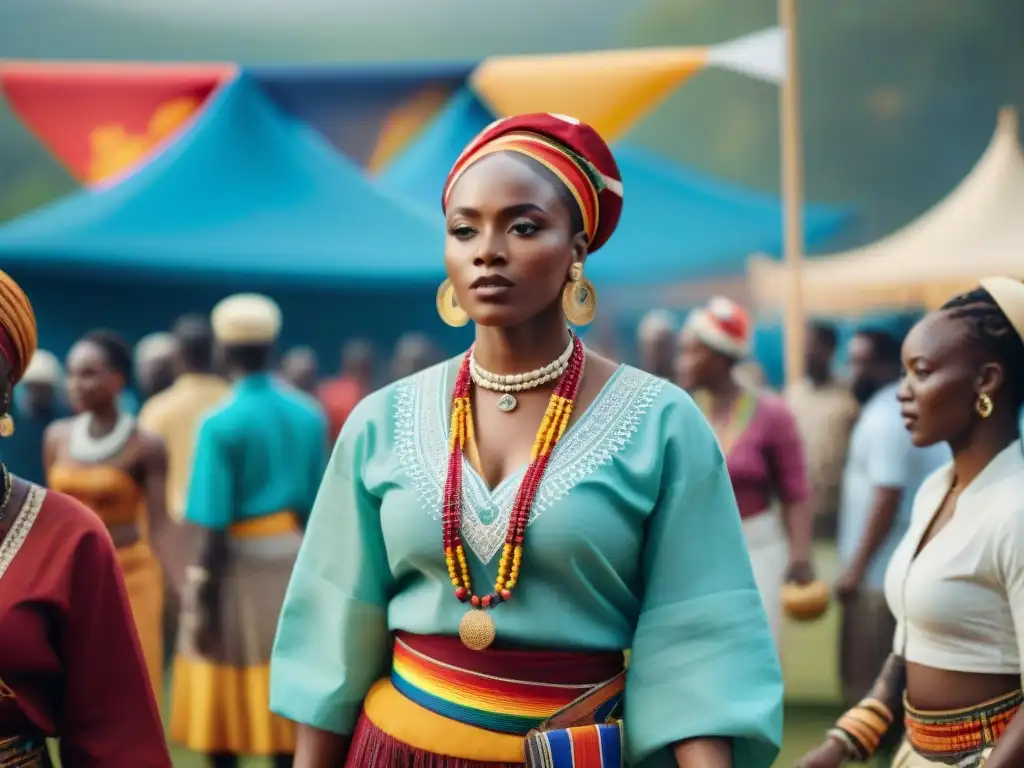 Colorida celebración cultural de diásporas africanas en festival al aire libre